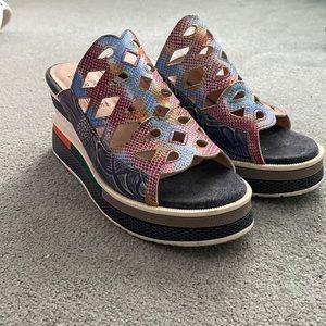 colorful l’artiste wedge sandals
